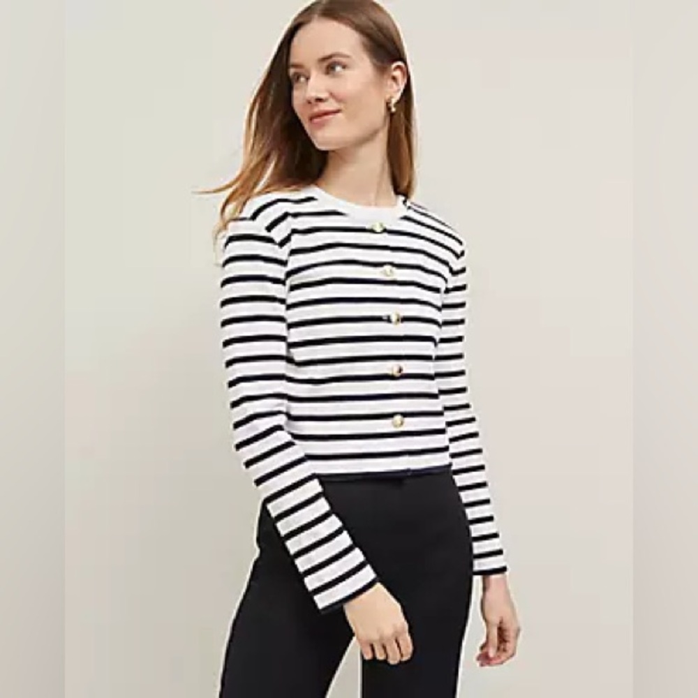 NWT Ann Taylor Petite Striped Lady Jacket